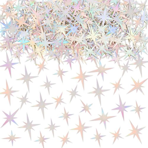 100PCS Star Confetti Sliver Star Foil Sequin Table Confetti for Wedding Birthday Halloween Party Wedding Valentine's Day Baby Shower Decorations Sliver