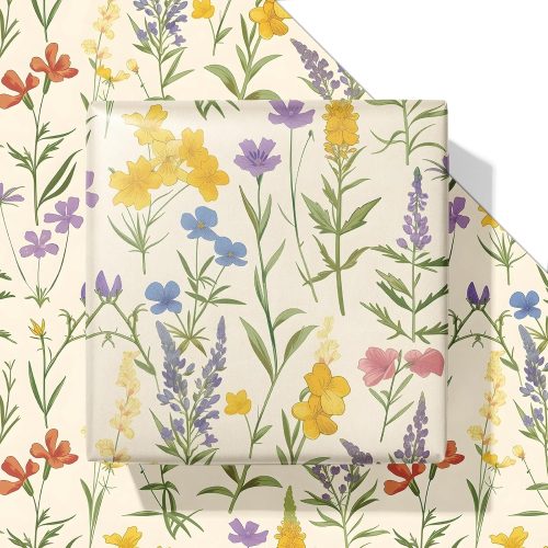 Vnaaem Wildflower Wrapping Paper 6 Pcs Retro Floral Pattern Gift Wrap Paper Folded Flat for Girls Women Birthday Wedding Mothers Day Baby Shower 19.6 X 27.8 Inch