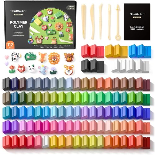 Shuttle Art 117 PCS Polymer Clay Kit, 95 Unique Colors & Extra Basic Colors, 5 Carving Tools, Non-Toxic, Non-Sticky, Small Block, Ideal Gift for Kids