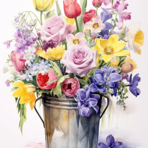 EIBEILI Diamond Painting Kits for Adults, Bucket Flowers Diamond Art for Beginner DIY Round 5D Paint by Diamonds Pictures Gem Full Drill Diamond Dots for Home Wall Decor Gifts 12x16inch