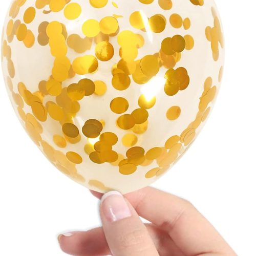 Gold Confetti Balloons, 40 Pcs 5 Inch Clear Balloons with Confetti Inside for Graduation Engagement Cake Topper Decor Bridal Shower Baby Shower Birthday Party Decoration Supplies