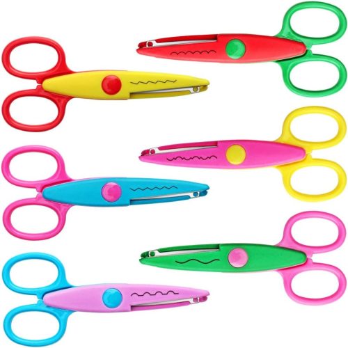 Craft Scissors Decorative Edge, ABS Resin Scrapbook Scissors with 6 Pattern, Safe for Kids, Smoothly Cutting, Set of 6, Funny&Colorful