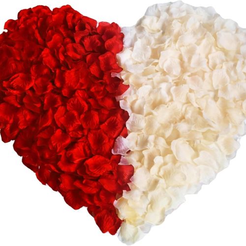 1 2000PCS Artificial Silk Rose Petals Fake Rose Decoration for Romantic Night, Wedding, Event, Party,Proposal Anniversary,Flower Decoration Wedding Party Color Red Rose Petals Red & White