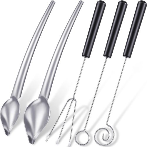 Patelai 3 Pieces Candy Dipping Tools Chocolate Dipping Fork Spoons Set 2 Pieces Culinary Decorating Spoons Chef Art Pencil for Decorative Plates Stainless Steel(Classic Style)