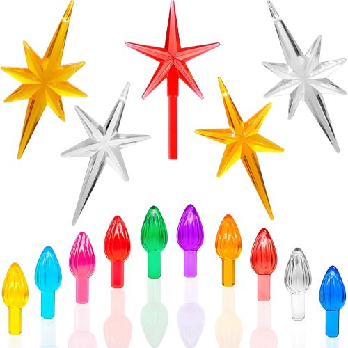 Ceramic Christmas Tree Replacement Lights/Bulbs, Ceramic Tree Medium Multicolor Twist Light Ornaments(117 Bulbs+5 Topper Star