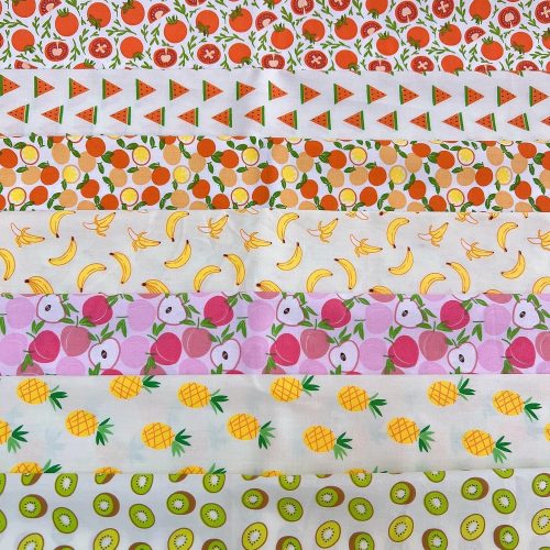 7Pcs 9.8" x 9.8"(25 * 25CM) Cotton Fabric DIY Making Supplies Quilting Patchwork Fabric Fat Quarter Bundles DIY for Quilting Cotton Patchwork Cushions (7pcs Fruit, 9.8" x 9.8")