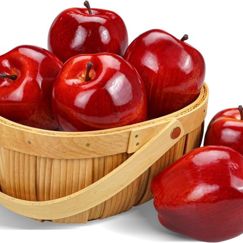 1 Artificial Apples Fake Fruits Red Delicious Apples for Decoration, Decorative Fruit, Faux Big Red Apple 6 Pcs