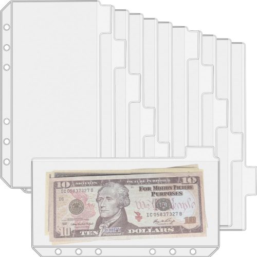 1 12PCS A6 Binder Pockets with No Zippers, Zipless Budget Envelopes with Index Bits Design, A6 Binder Pouch for 6 Ring Binder, Money Folder Organizer,Clear PVC Savings Challenges Envelopes,12PCS