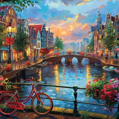 1 14ct Counted Stamped Cross Stitch Kits for Adults City Printed Cross Stitch Patterns Art Crafts Cross Stitch Supplies (Beautiful City)