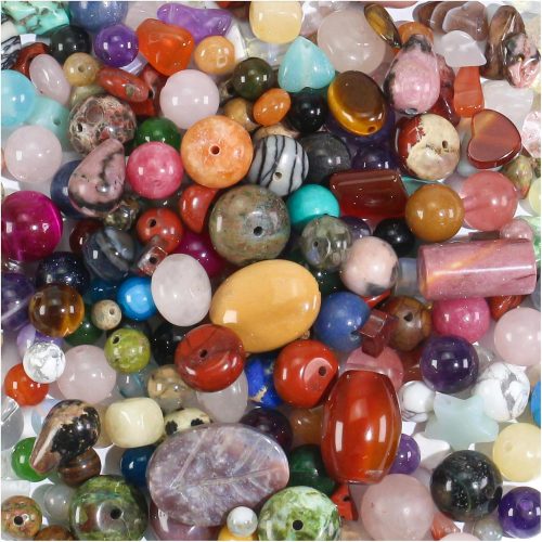 1 Assorted Natural Stone Beads for Jewelry Making - Mixed Bulk Semi Precious Gemstone Crystal Beads for Crafts Bracelets Earrings Necklace (0.25 Pounds)