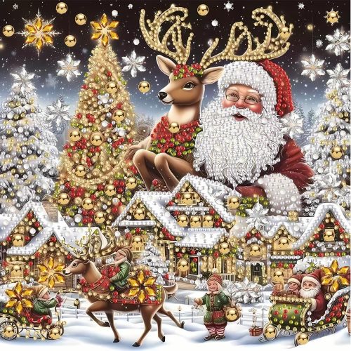 1 5D Diamond Painting Kits for Adults, Santa Claus Diamond Art Kits for Beginners,DIY Special Shape Crystal Rhinestone Crafts for Home Wall Decoration 11.8 X 11.8Inch