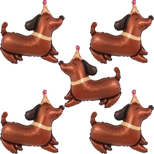 1 5Pcs Dog Birthday Balloons Dachshund Shaped Puppy Dogs Foil Mylar Balloons for Pet Puppy Dog Animal Birthday Lets Pawty Themed Pet Party Decoration Supplies