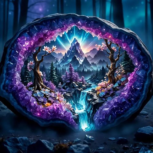 1 Crystal World Landscape Diamond Art Kits for Adults, 5D Diamond Painting Kits for Adults Beginners, DIY Full Round Drill Diamond Dot Painting Gem Art Kits for Adult, Home Wall Decor 13.8x13.8 Inch