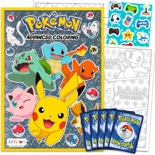 Pokemon Coloring Book for Kids, Teens - Bundle with Pokemon Advanced Coloring Book Plus Pokemon Cards for Boys | Pokemon Coloring Set