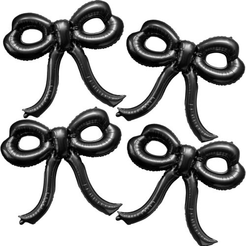 4 Pcs Bow Birthday Decorations Black Bow Balloons Bow Party Decorations Giant Foil Balloon for Girl Women Baby Shower Bridal Engagement Wedding Decor Bachelorette Party Supplies