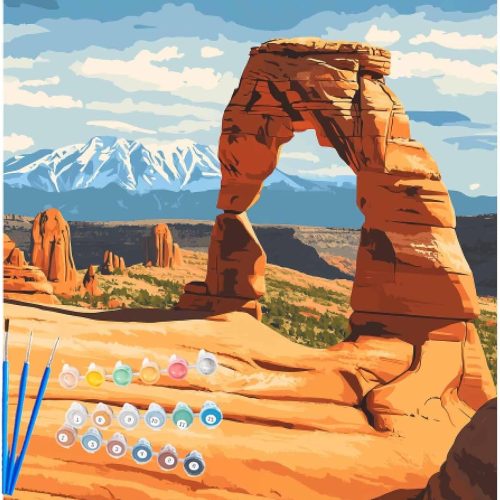 Arches Paint by Number, National Park Paint by Numbers Kit for Adults, Utah Canvas Wall Art, Nature Landscape Acrylic Painting, Home Wall Decor - Delicate Arch Poster(16x20inch)