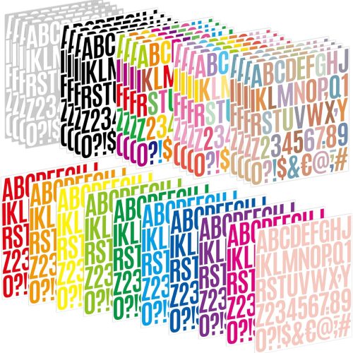 Letter Stickers 30 Sheets 1500 PCS Large Alphabet Stickers 2 Inch Vinyl Self Adhesive Stick on Sticker for Water Bottles Cup Mailbox Number Address Craft Scrapbooking Bulletin Board Decor Multicolor