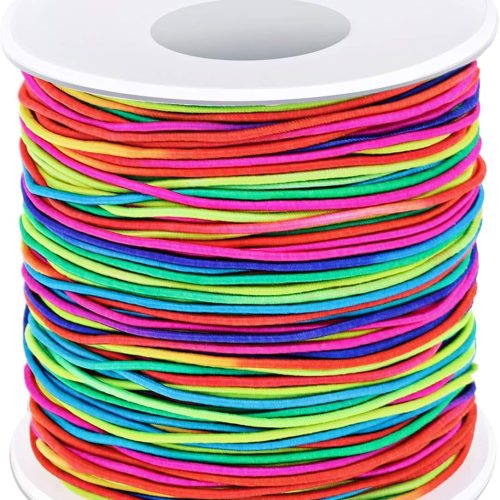 Elastic String for Bracelets, Selizo Bracelet Bead String Elastic Cord for Bracelets, Necklace, Beading, Jewelry Making and Braided Hair Styling (1.2 MM, 109 Yards, Rainbow Color)