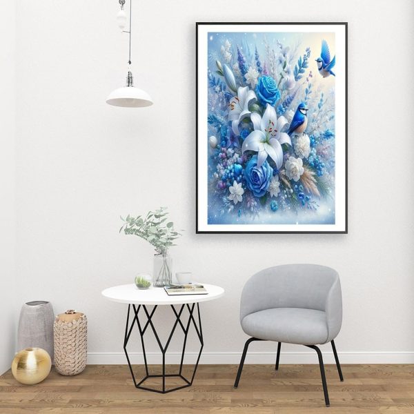 2 5D Diamond Painting Kits for Adult, Birds Flower Diamond Art Kits for Beginners, DIY Full Drill Floral Diamond Dot Gem Art Kits for Home Decor 12 x 16 Inch