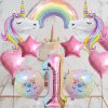 2 Unicorn Balloons Unicorn Birthday Party Decorations for Girls Foil Balloons Set Macaron and Rainbow Balloon Wedding Baby Shower Party Supplie (number 1)