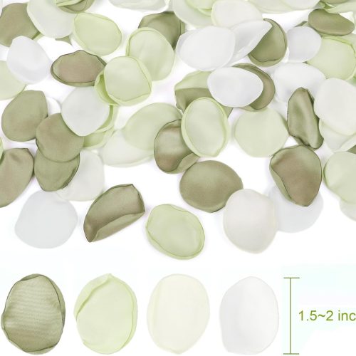 2 300Pcs Green Flower Petals, Silk Rose Petals Wedding Aisle Scatter Flower Petals for Flower Girl Fake Rose Petals for Bridal Shower Party Dinner Table Bridal Shower