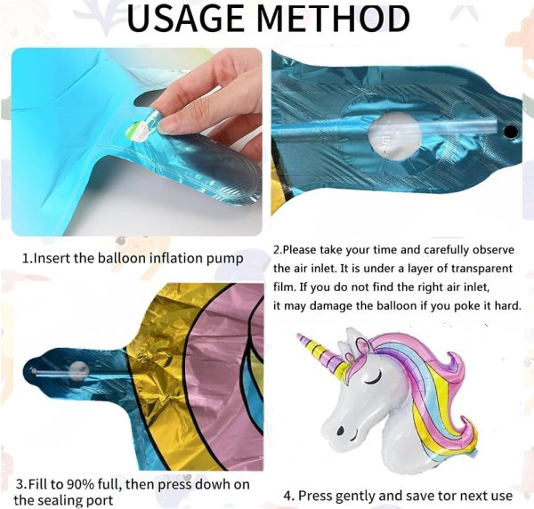 3 Unicorn Balloons Unicorn Birthday Party Decorations for Girls Foil Balloons Set Macaron and Rainbow Balloon Wedding Baby Shower Party Supplie (number 1)