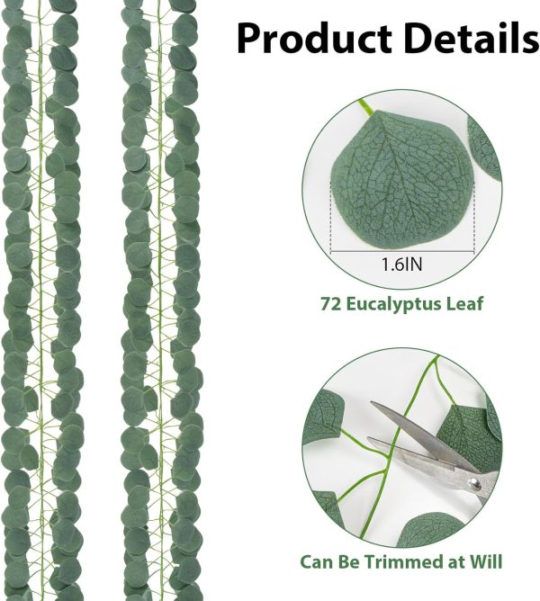 Eucalyptus Garland for Table - 6PCS Faux Greenery Garland Green Garlands for Decoration Centerpiece Table Decorations Home Mantle Balcony Classroom Leaves Wall Wedding Room Decor 7.1FT
