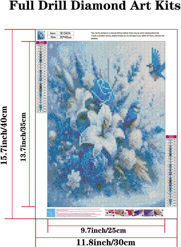 4 5D Diamond Painting Kits for Adult, Birds Flower Diamond Art Kits for Beginners, DIY Full Drill Floral Diamond Dot Gem Art Kits for Home Decor 12 x 16 Inch