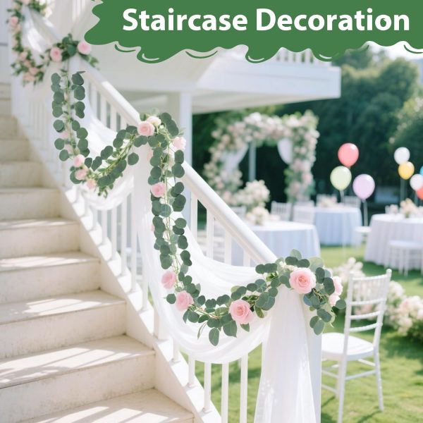 Eucalyptus Garland for Table - 6PCS Faux Greenery Garland Green Garlands for Decoration Centerpiece Table Decorations Home Mantle Balcony Classroom Leaves Wall Wedding Room Decor 7.1FT