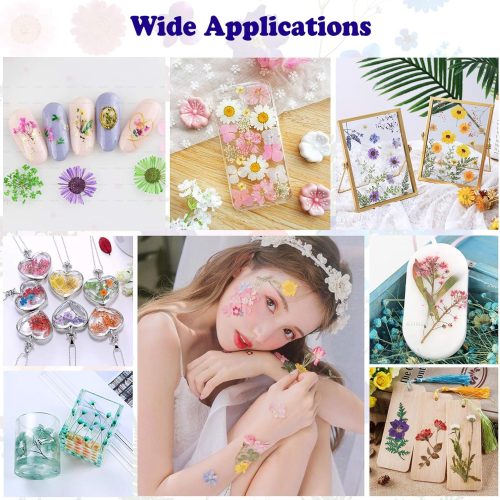 4 66Pcs Dried Pressed Flowers for Resin Molds, Assorted Real Natural Flowers Leaves Petals for DIY Crafts, Jewelry, Nail, Candle, Soap Making