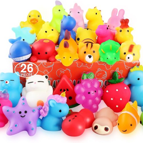 1 Squishies, 26 Pack Mochi Squishy Toys - Kawaii Cat Squishys Slow Rising Animals - Party Favors, Goodie Bag, Birthday Gifts, Mini Squishies Stress Reliever Toy