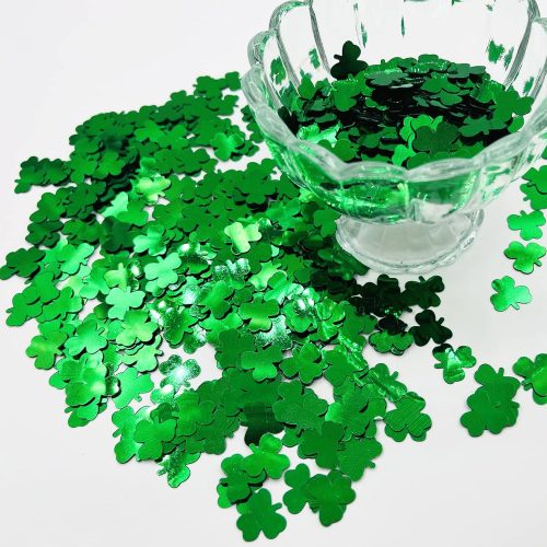 1 Thousands Pcs Green Confetti Glitter St. Patrick's Day Lucky Clover Shamrock Cutouts Glitter Irish Table Scatters for St. Patrick's Decorations (Green)