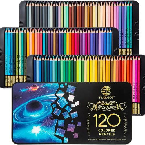 1 Gold Edition 120 Colored Pencils for Adult Coloring, Premier Color Pencils for Layering Shading Blending, Holiday Gifts for Artist Drawing, Oil Based Colored Pencils