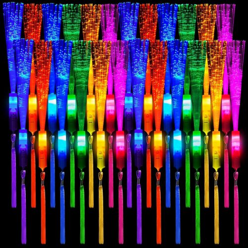 1 10 Pieces Fiber Optic Wand Light up Glow Stick LED Colorful Flashing Wands for Wedding Neon Party Favors Supplies(Vivid Color)