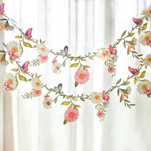 1 SUNBEAUTY Garden Party Flower Banner Reusable Wildflower Garland for Enchanted Garden Woodland Tropical Theme Wedding Baby Shower Birthday Tea Supplies Girl Decorations - 2 Pcs