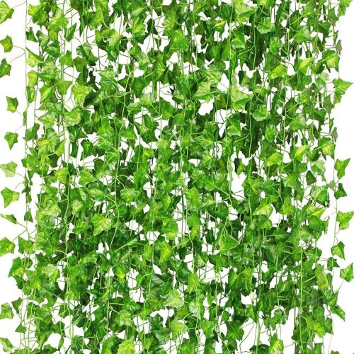 1 12 Pack 84Ft Artificial Ivy Garland, Fake Vines UV Resistant Greenery Leaves Fake Plants Hanging Aesthetic Vines for Home Bedroom Party Garden Wall Room Decor