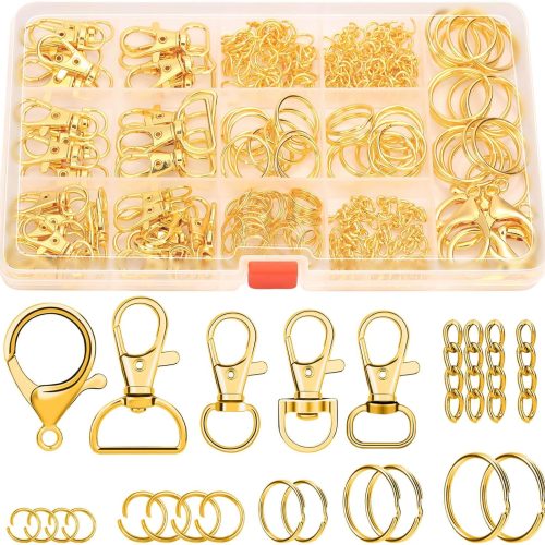 1 300PCS Keychain Making Kit, Keychain Craft Supplies Including Key Chain Clips, Lanyard Snap Hooks, Key Rings and Jump Rings for Key Chain Making, Purse Making, Lanyard Making