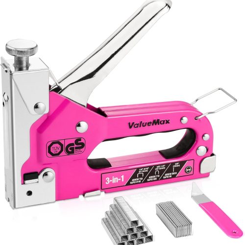 1 ValueMax Staple Gun, Heavy Duty 3-in-1 Manual Nail Gun with 2000 Staples, Remover, Upholstery Stapler for Wood, Furniture, Carpet, Carpentry, DIY, Wire, Decoration, Craft, Fixing Material, Decoration