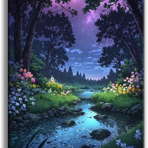 1 Offito Forest Diamond Art Kits for Adults, Fantasy Landscape Diamond Painting Kits for Beginners, DIY Full Drill Dots Gem Art Paint for Home Wall Decor 12 x 16 Inch