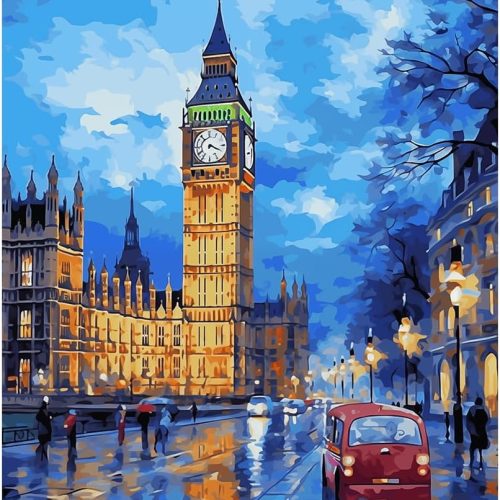 1 Natuyalo Big Ben Paint by Numbers Kit for Adults - London Cityscape Paint by Number on Canvas Without Frame, DIY Acrylic Painting for Ideal Gift Home Wall Decor (16x20 Inch)