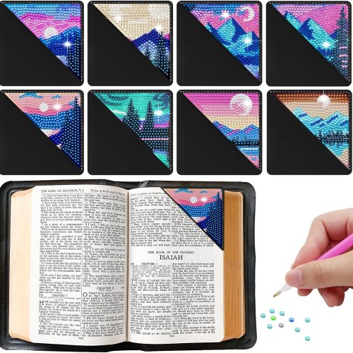 1 ZYNERY 8 Pcs Diamond Painting Bookmark Kits, Diamond Art Bookmarks for Adults, 5d Diamond Painting Corner Bookmark, Diamond Painting Kits for Beginners, DIY Bookmarks for Birthday, Christmas Gift