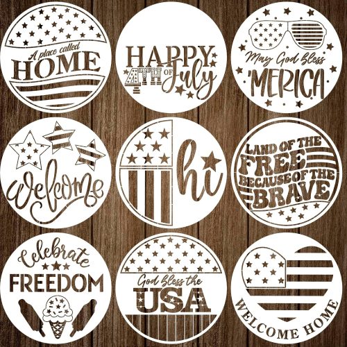 1 Patriotic Welcome Stencils 12” 4th of July Stencil Independence Day Stencils for Painting on Wood Door Hanger Porch Sign Decor