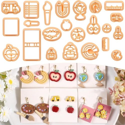 1 School Polymer Clay Cutters - 23 Pcs Back to School Clay Earring Cutters Books Pencil Crayon Backpack Shape