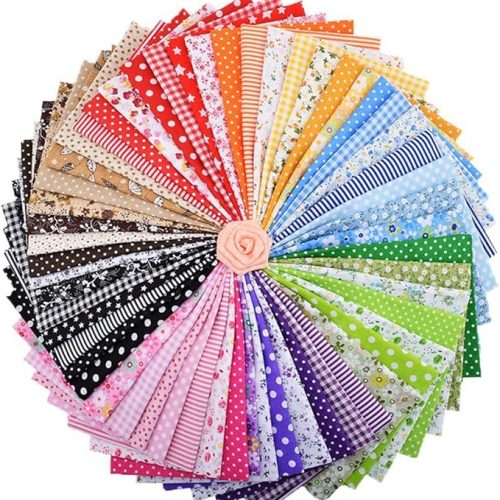 1 Fabric, 56 pcs/lot Top Cotton 9.8" x 9.8" (25cm x 25cm) Squares Patchwork, Precut Multi-Color and Different Pattern for Sewing Quilting Crafting, Home Party Craft Fabric DIY Sewing Mask
