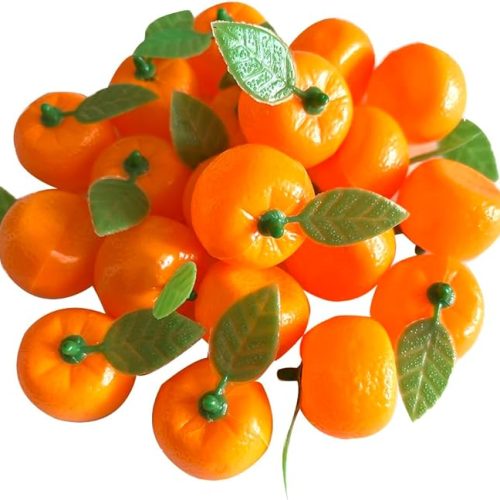 1 20pcs Mini Artificial Orange Birthday Fake Fruit Model Realistic Artificial Fruits Simulation Orange Decorative Tangerine Lifelike Faux Fruit Fake Orange for Home Kitchen Table Decoration