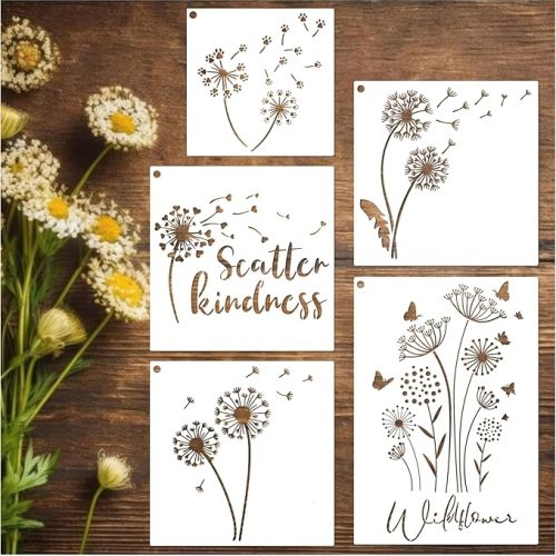 Large Dandelion Stencils Painting on Wood Walls 14.5 X 10 inch Flower Paint Stencil Art Crafts Projects Drawing Reusable Burning Pattern on Canvas Decorating for Kids Adult (Dandelion)