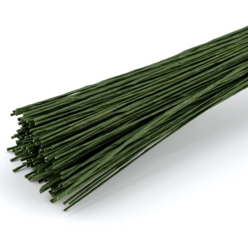 1 200 Pieces Dark Green Floral Stem Wire 14 Inch Stem Wire Flower Making Accessory Florist Wire for Crafts Flower Arrangement Stem Wrapping DIY Bouquet Wreath Making Supplies (26 Gauge)