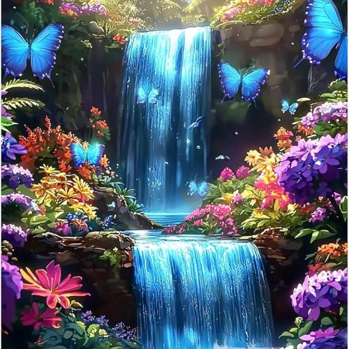 1 HEIBAGO Landscape Diamond Art Kits for Adults, Butterfly Diamond Painting Kits for Beginners,5D Waterfall DIY Full Round Drill Diamond Painting gem Art for Adults, Home Wall Decor 12 x 16 Inch