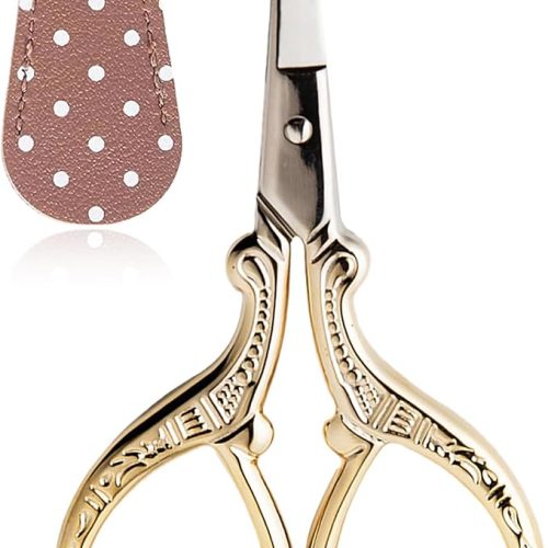 3.6Inch Vintage Crochet Scissors - Small Embroidery Scissors with Stainless Steel Sharp Pointed Blades - Ideal for Sewing, Craft, DIY & Artwork DIY Tool