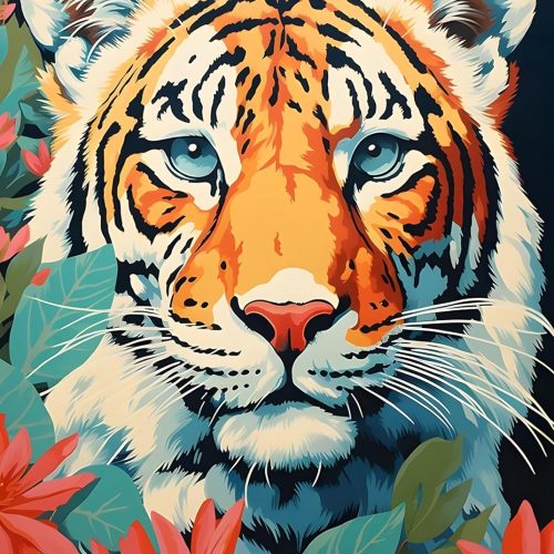 1 HEIBAGO Animal Diamond Painting Kits for Adults, 5D DIY Tiger Full Drill Round Diamond Art Kits with Flowers Diamond Painting, Diamond Dots Perfect for Home Wall Decor 12x16inch